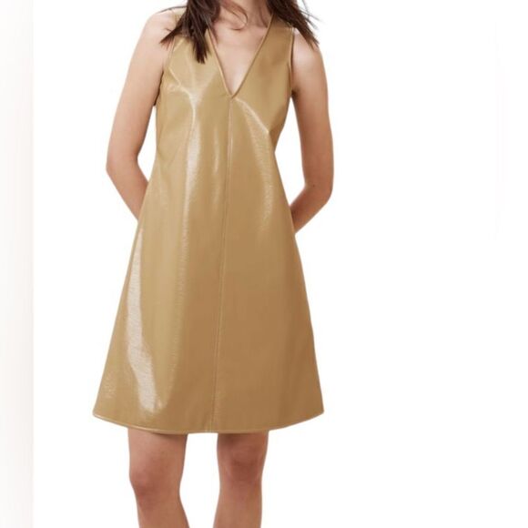 Banana Republic Tan Vegan Leather Mini Dress Size Medium new with tags - Picture 1 of 11